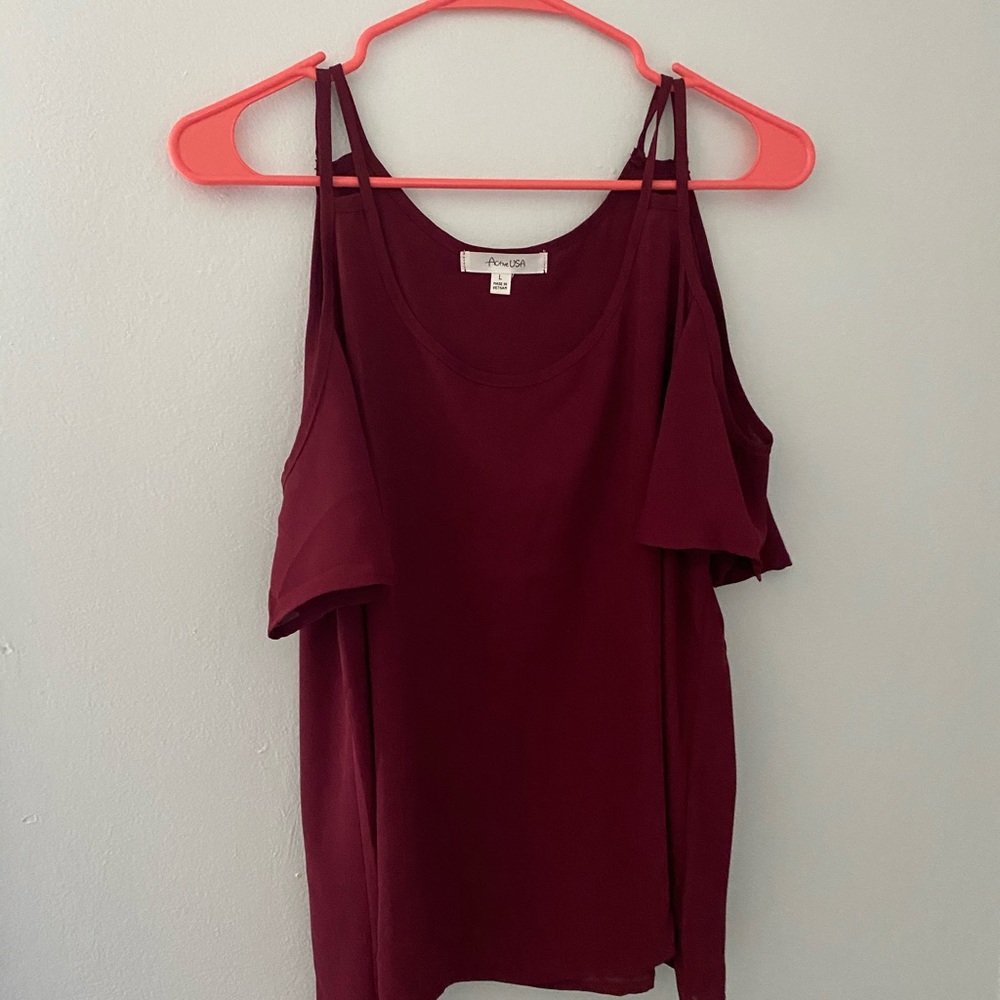 Women’s Maroon Red Cold Shoulder Top